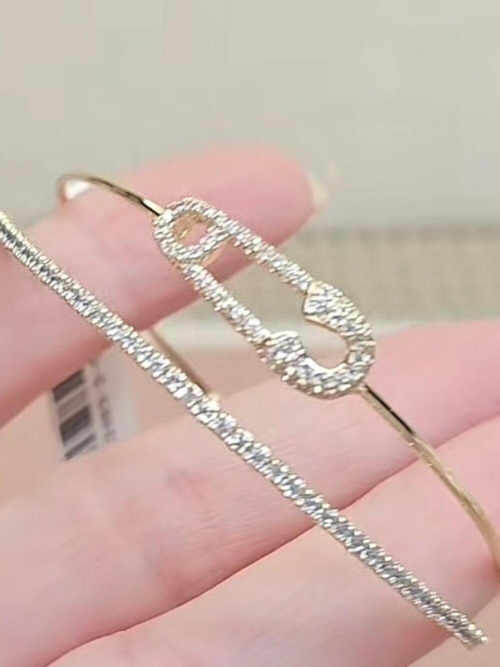 Gold plating and CZ paper clip cuff bracelet